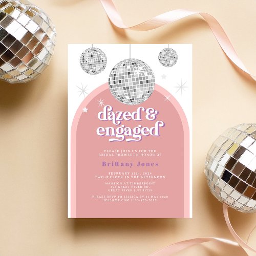 Elegant Retro Disco Groove Bridal Shower photo Invitation