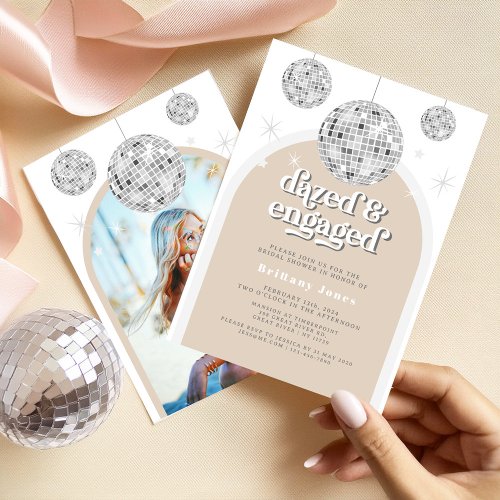 Elegant Retro Disco Groove Bridal Shower photo Invitation