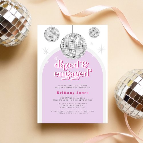 Elegant Retro Disco Groove Bridal Shower photo Invitation