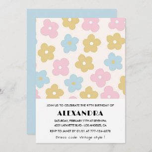 Elegant Retro Floral 97th birthday invitations