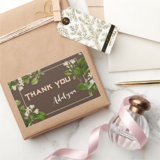 Elegant Retro Floral Custom Name Text Gift Brown