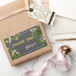 Elegant Retro Floral Custom Name Text Gift Gray