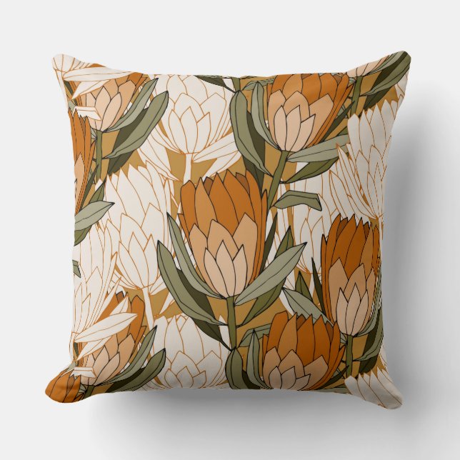 Elegant retro floral l Ink art pattern for grandma Throw Pillow (Front)