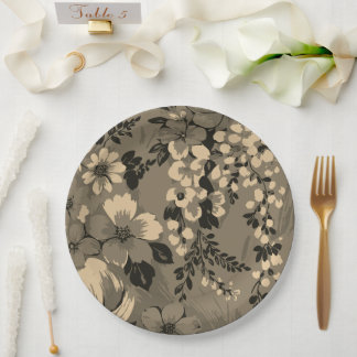 Elegant Retro Floral Pattern Paper Plates