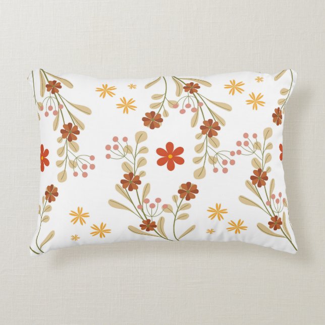 Elegant Retro Floral Throw Pillow (Front)