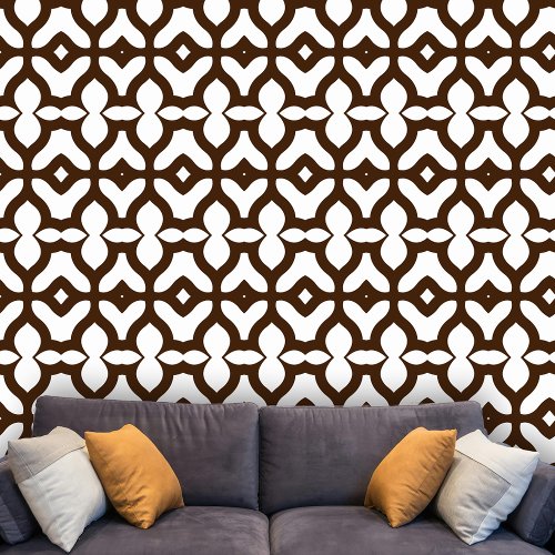 Elegant Retro Geometric Brown and White Pattern