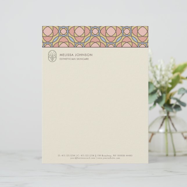 Elegant Retro Geometric Esthetician Letterhead (Standing Front)