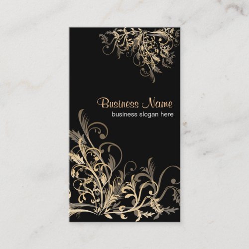 Elegant Retro Gold Flower Swirls 2 Business Cards
