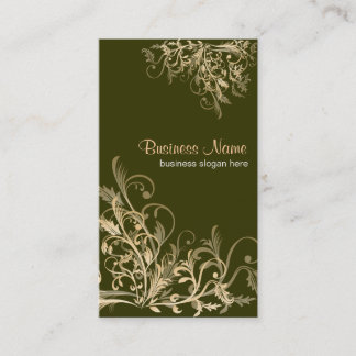 Elegant Retro Gold Flower Swirls 2 Business Card