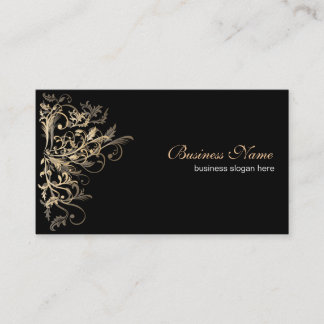 Elegant Retro Gold Flower Swirls Business Card