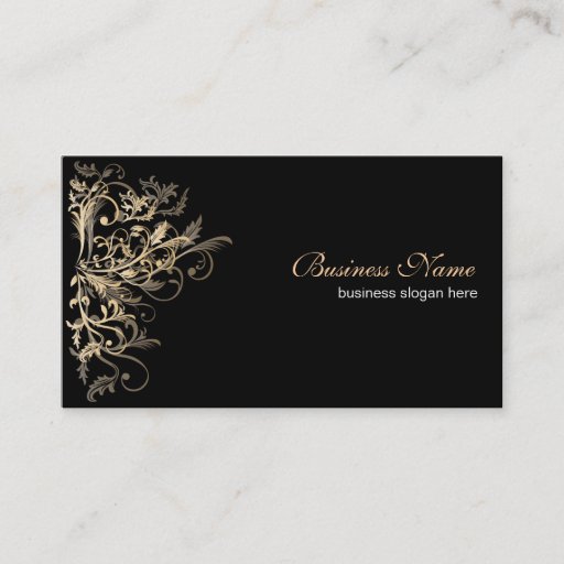 Customizable Elegant Retro Gold Flower Swirls Business Card Templates