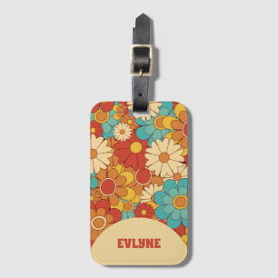 Elegant Retro Groovy Floral Trendy Boho Chic Luggage Tag
