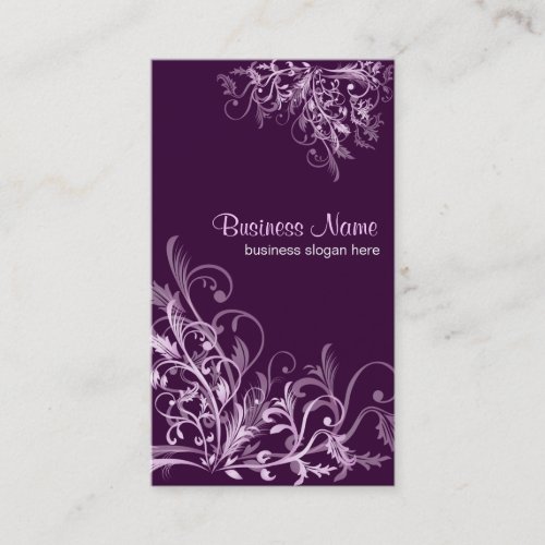 Elegant Retro Lavender Flower Swirls 3 Business Card