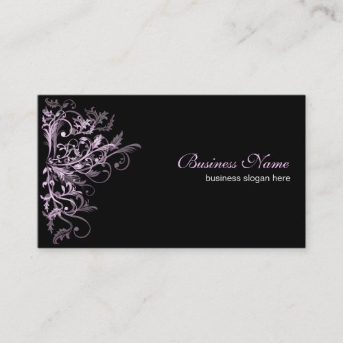 Elegant Retro Lavender Flower Swirls Business Card Template