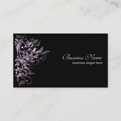 Customizable Elegant Retro Lavender Flower Swirls Business Card Template