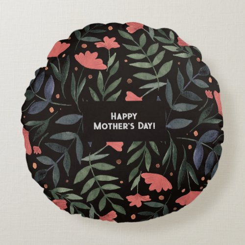 Elegant retro magical garden Mothers Day Round Pillow