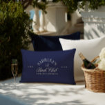 Elegant Retro Navy Blue Bachelorette Weekend Lumbar Pillow<br><div class="desc">Add a luxe touch to your bachelorette decor with this preppy navy blue pillow, inspired by vintage tennis clubs. Designed with elegant country club-style typography, it’s perfect for dressing up hotel rooms, party lounges, or bridal brunch setups. Fully editable — customize the name, date, or text to suit your celebration....</div>