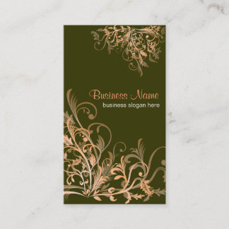 Elegant Retro Orange Flower Swirls 4 Business Card