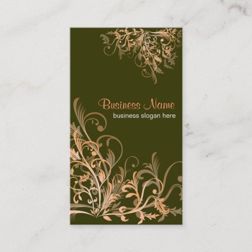 Elegant Retro Orange Flower Swirls 4 Business Card Templates