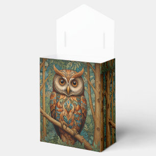 Elegant retro owl boho bohemian forest greenery  favor boxes