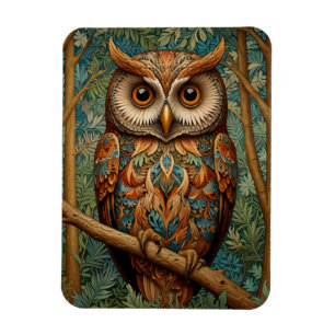 Elegant retro owl boho bohemian forest greenery magnet