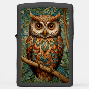 Elegant retro owl boho bohemian forest greenery  zippo lighter
