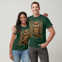 Elegant retro owl forest greenery