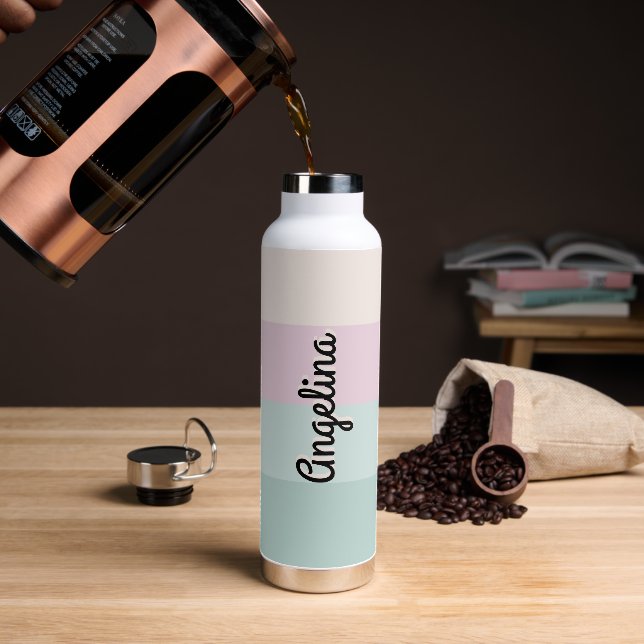 Elegant Retro Personalized Name Business Water Bottle (Coffee)