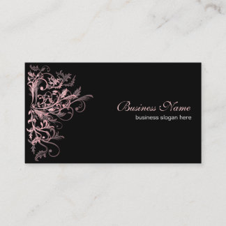 Elegant Retro Pink Flower Swirls Business Card