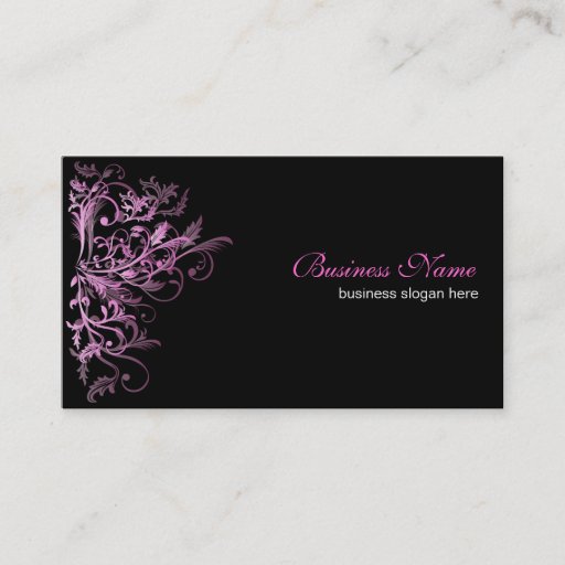 Customizable Elegant Retro Pink Flower Swirls Business Card Templates