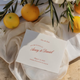 Elegant Retro Red & Ivory Save the Date Card