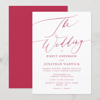 Elegant Retro Red Magenta The Wedding Invitation