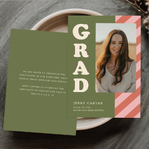 Elegant Retro School Graduate Photo Graduation Announcement
