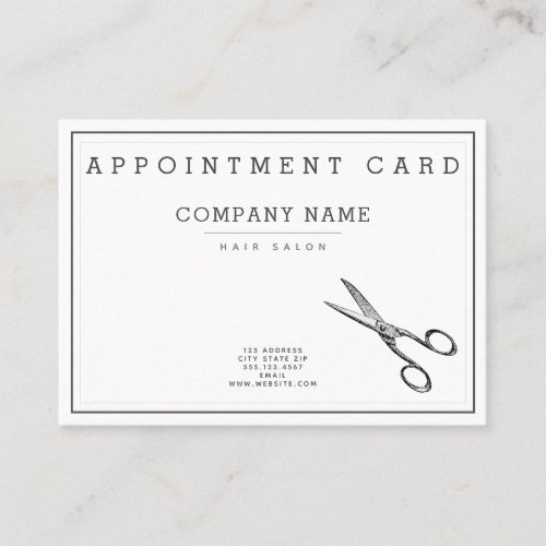 Elegant Retro Scissors  _ Hairsalon Appointment Business Card