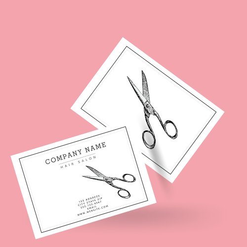 Elegant Retro Scissors  _ Minimal Hairsalon Business Card