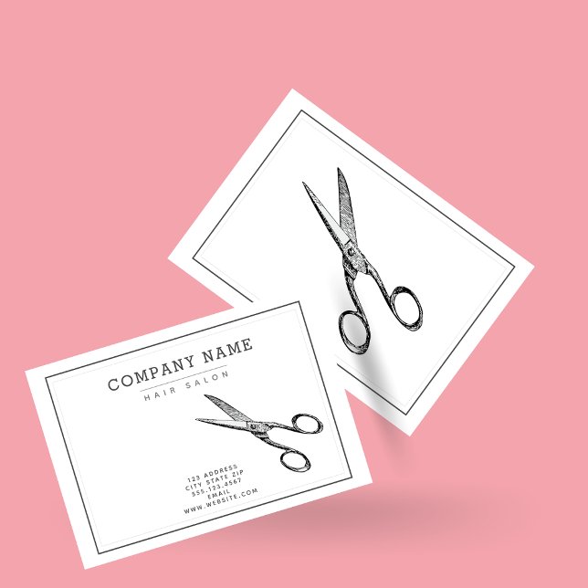 Elegant Retro Scissors  - Minimal Hairsalon Business Card (Creator Uploaded)