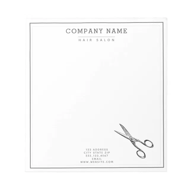 Saloon Notepad Elegant Retro Scissors - Minimal Hairsalon Notepad | Zazzle