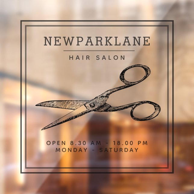 Elegant Retro Scissors  - Minimal Hairsalon Window Cling (Sheet 2)