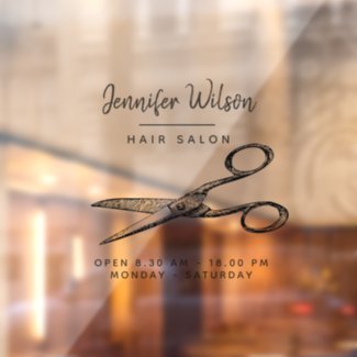 Elegant Retro Scissors  - Minimal Hairsalon Window Window Cling