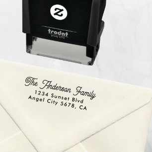 Elegant Retro Script Custom Name Return Address Self-inking Stamp