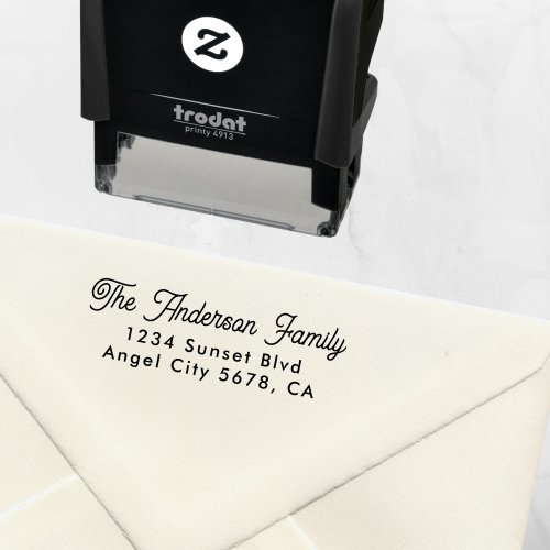 Elegant Retro Script Custom Name Return Address Self_inking Stamp