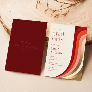 Elegant Retro Script Grad Graduation Party Invitation