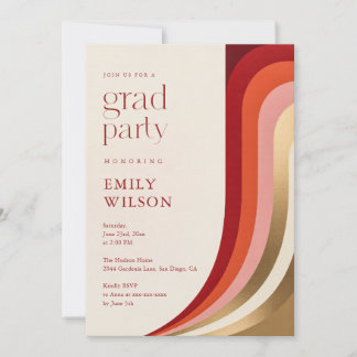 Elegant Retro Script Grad Graduation Party Invitation