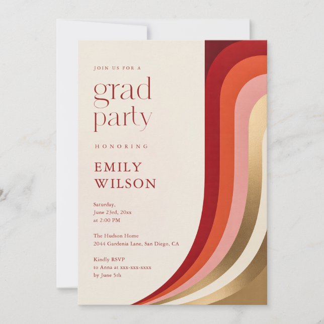 Elegant Retro Script Grad Graduation Party Invitation (Front)