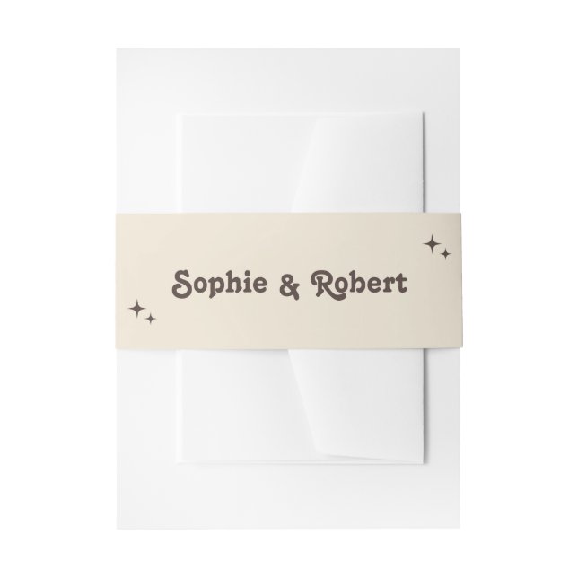 Elegant Retro Script Wedding Invitation Belly Band (Front Example)
