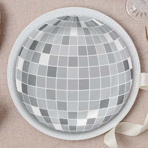 Elegant Retro Silver Disco Ball Paper Plates
