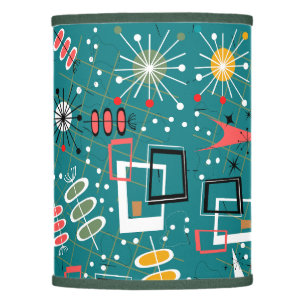 Elegant retro starbursts geometric pattern blue lamp shade