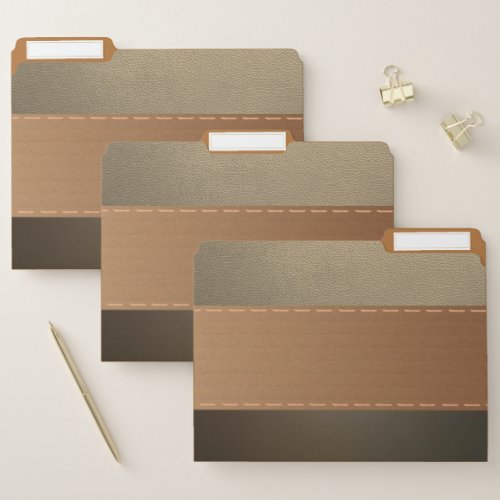 Elegant Retro Stitched Faux Leather Look File Folder