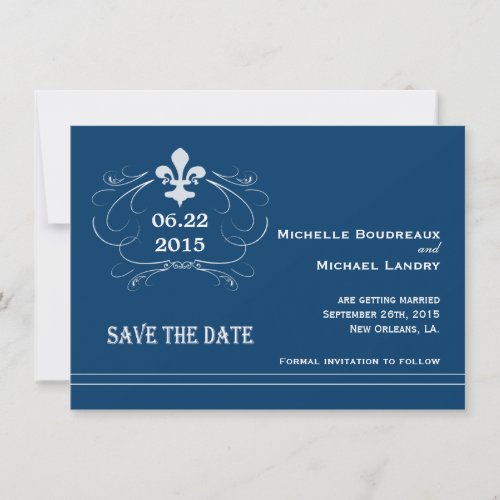 Elegant Retro Style Fleur de Lis Save the Date