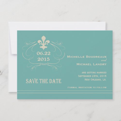 Elegant Retro Style Fleur de Lis Save the Date